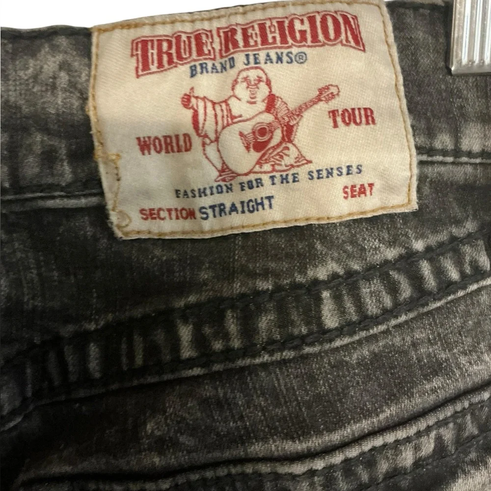 True Religion Men's Black‎ Acid-Wash Slim Straight Jeans size 30X31